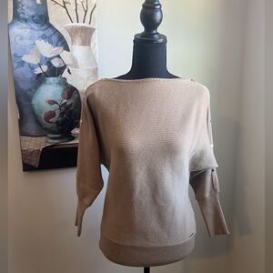 Ellen Tracy Camel Button-Detail Sweater